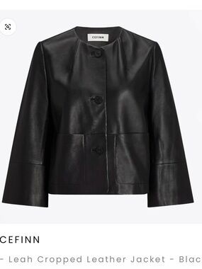 Cefinn Black Cropped Leather Jacket